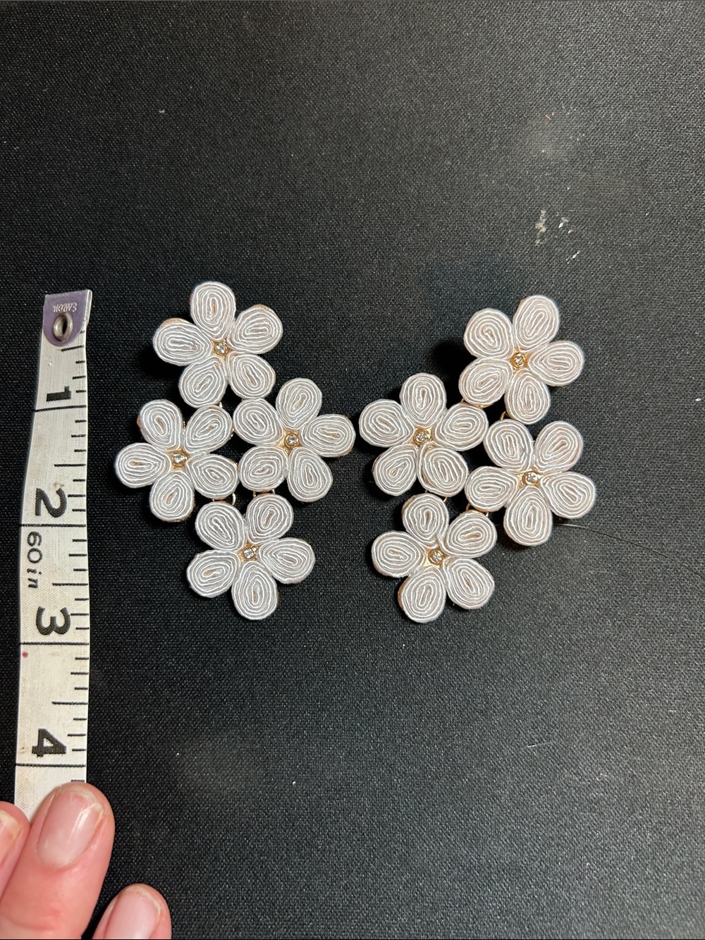 White Floral Cluster Statement Earrings - Women Jewelry